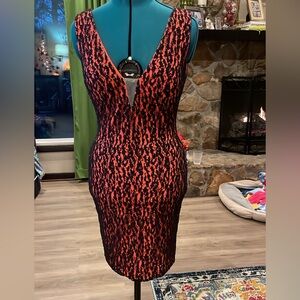 Coral and black lace cocktail